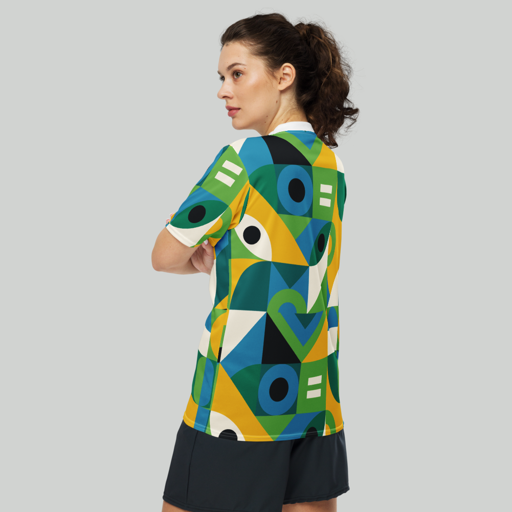 Brazil Geometric Pattern Sports T-Shirt – World Cup Style - Image 2