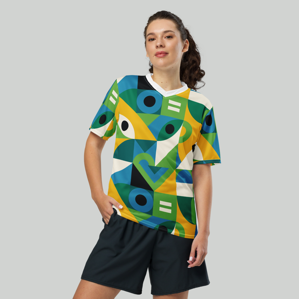 Brazil inspired geometric sports shirt