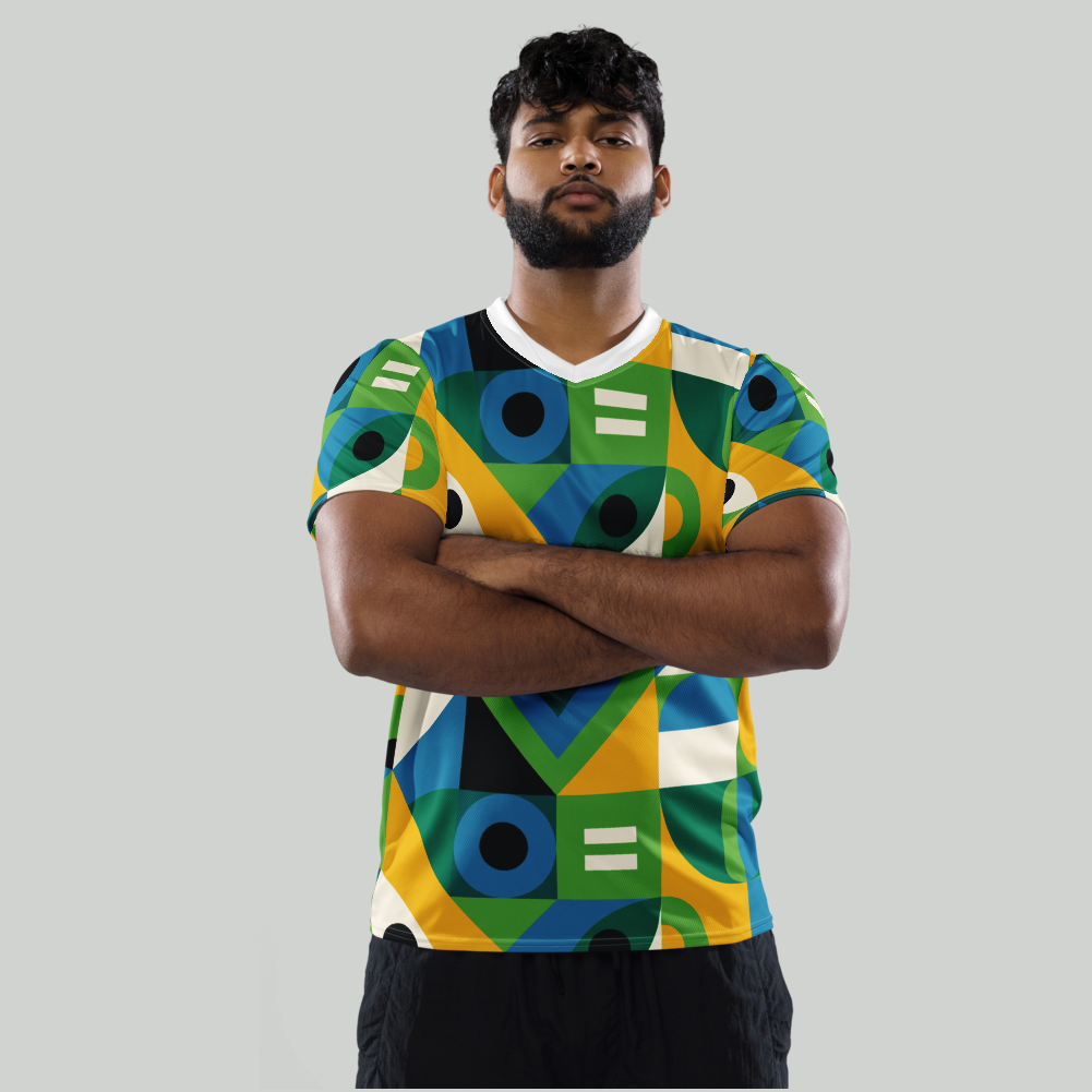 Brazil inspired geometric sports shirt