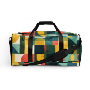 colorful geometric duffle bag Brazilian design bold pattern