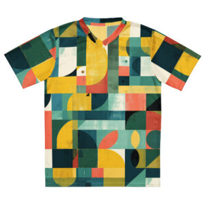 colorful geometric sports jersey Brazilian design bold pattern