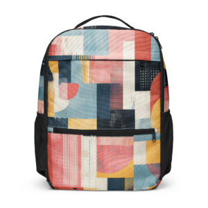 colorful geometric backpack modern Brazilian design