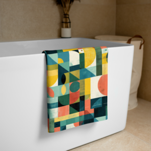 colorful geometric beach towel Brazilian design vibrant pattern