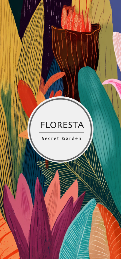 Colorful illustration of a Brazilian music gathering with guitars, tropical plants and warm sunset tones - internacioal delivery