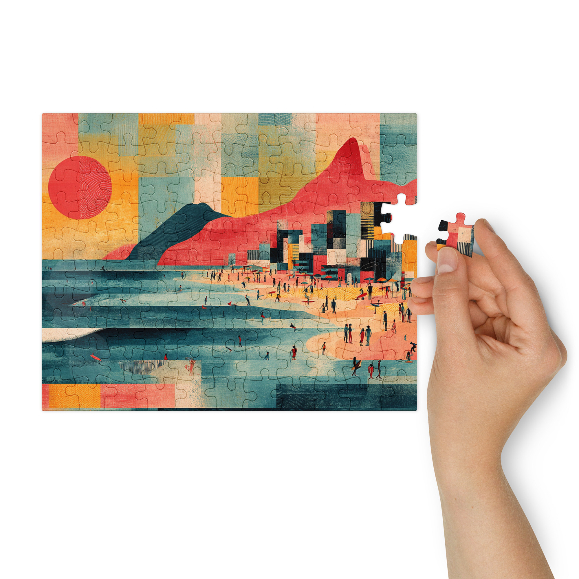 colorful geometric jigsaw puzzle modern Brazilian design