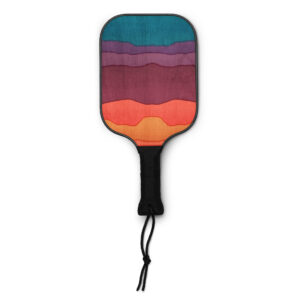 pickleball paddle set with colorful tropical design inspired by sunset tones