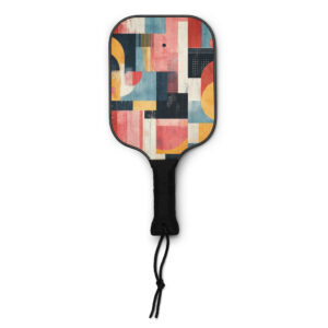 colorful pickleball paddle set geometric Brazilian design