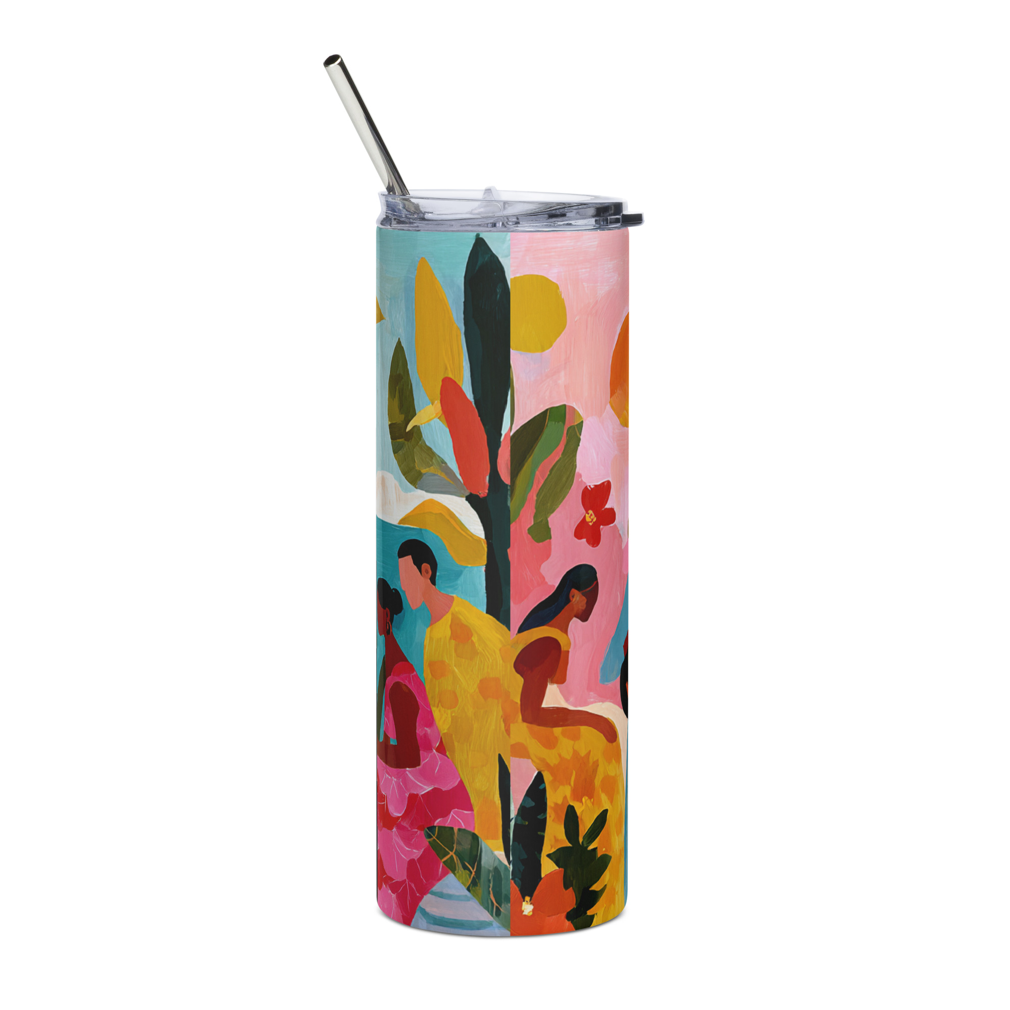 Colorful stainless steel tumbler inspired by Brazilian culture